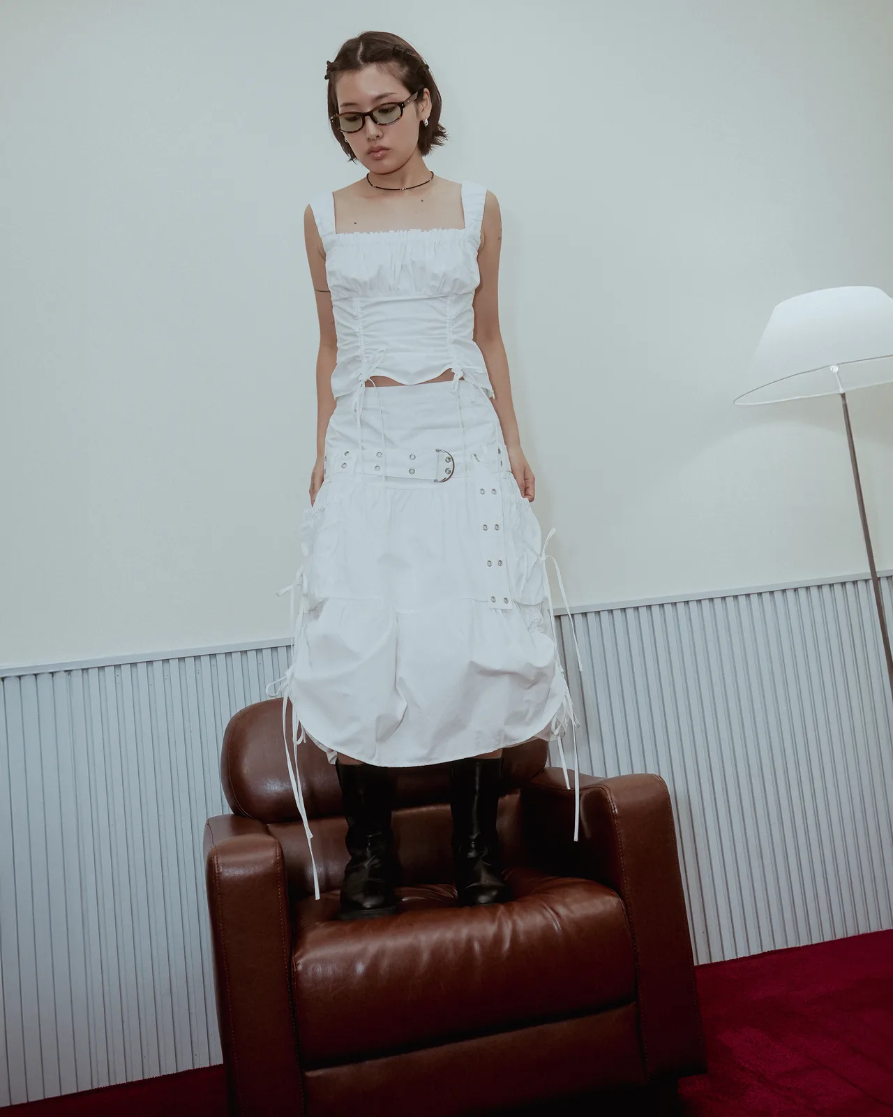 Vicky Lowrise Midi Skirt White